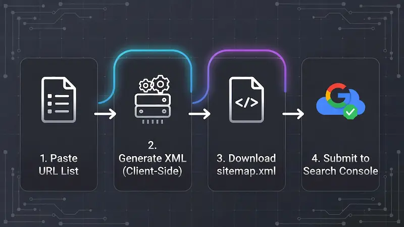 Step-by-step guide: Generate sitemap → Download → Upload to server → Submit to Google Search Console